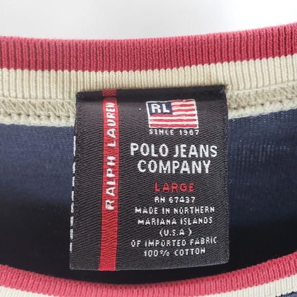 Polo Jeans Co Vintage Mens Shirt Oversized Large Spell Out Long Sleeve Flaws - Picture 6 of 10